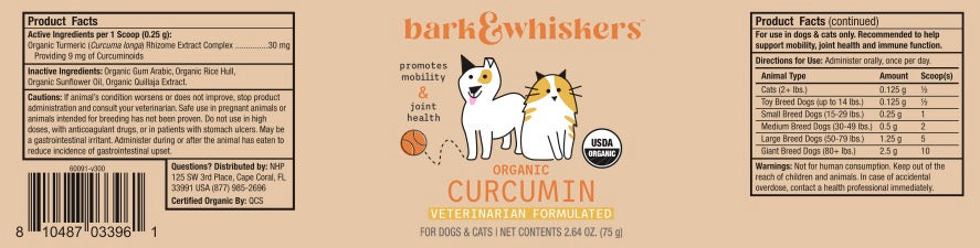 Bark & Whiskers Organic Curcumin Supplement for Pets
