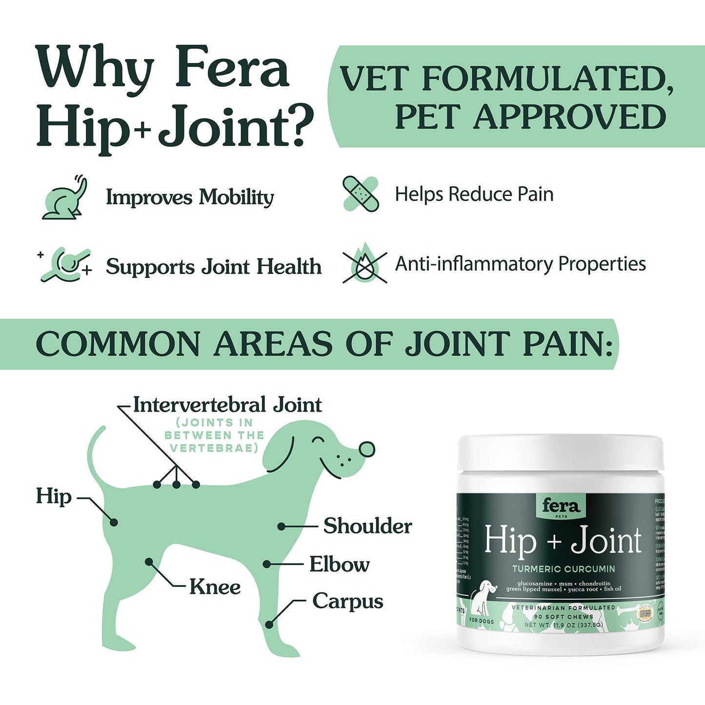 Fera Pet Organics - Hip + Joint Supplement for Dogs (337.5g)