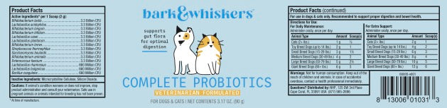 Bark & Whiskers' Complete Probiotics for Pets