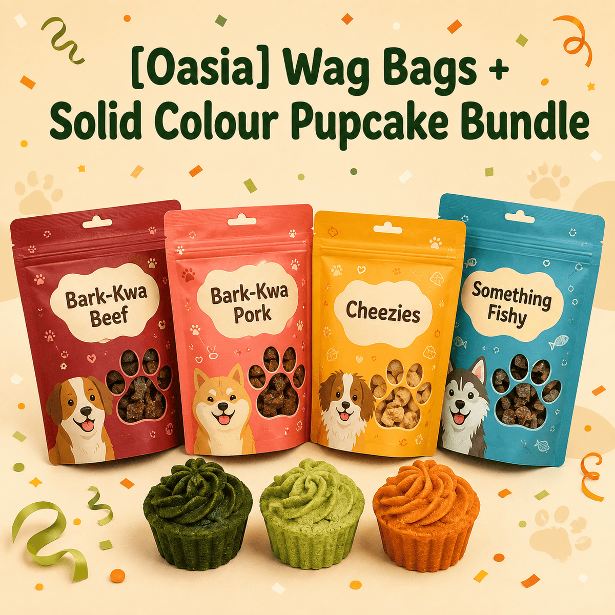 [Oasia] Wag Bags + Solid Colour Pupcake Bundle