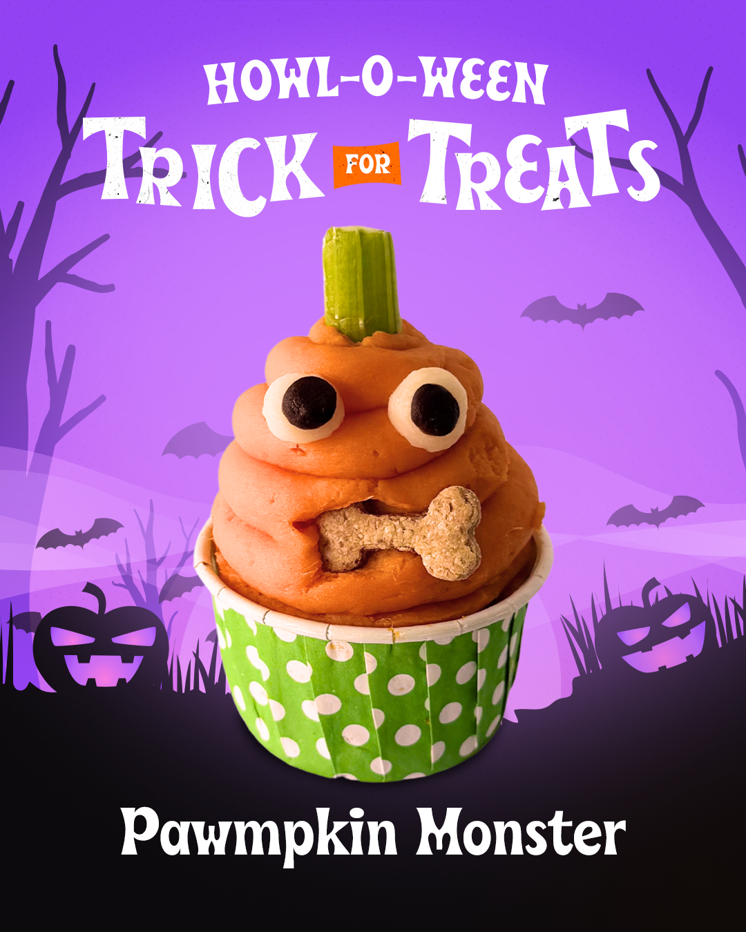 Halloween Pumpkin Monster Pupcake for dogs by The Barkery Singapore