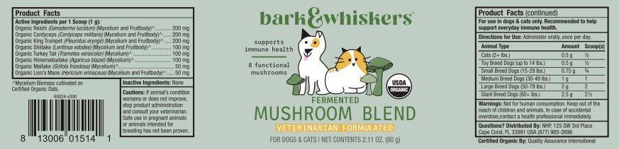 Organic Fermented Mushroom Blend for Cats & Dogs (2.10 oz.)